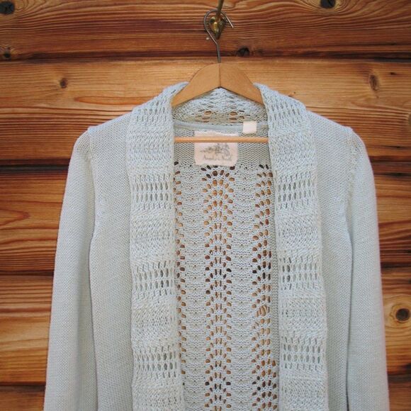 Anthropologie Angels of The North Open Front Crochet Knit Cardigan Sweater - Picture 3 of 8